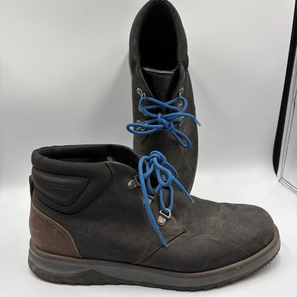 Merrell Epiction Chukka Boots Men's Size 12 Black Leather Lace Up  Hiking‎ Shoes